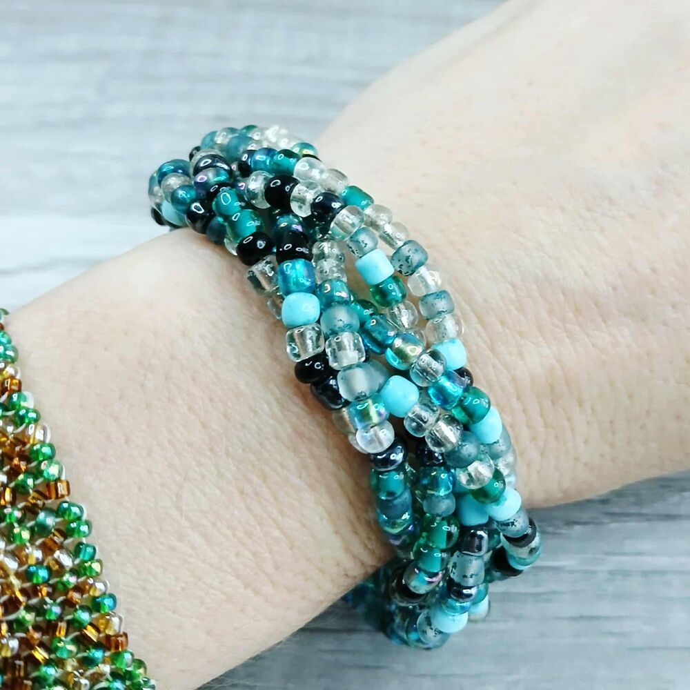 Chunky Boho Chic Braided Bracelet, Statement Jewelry, Teal, 9"